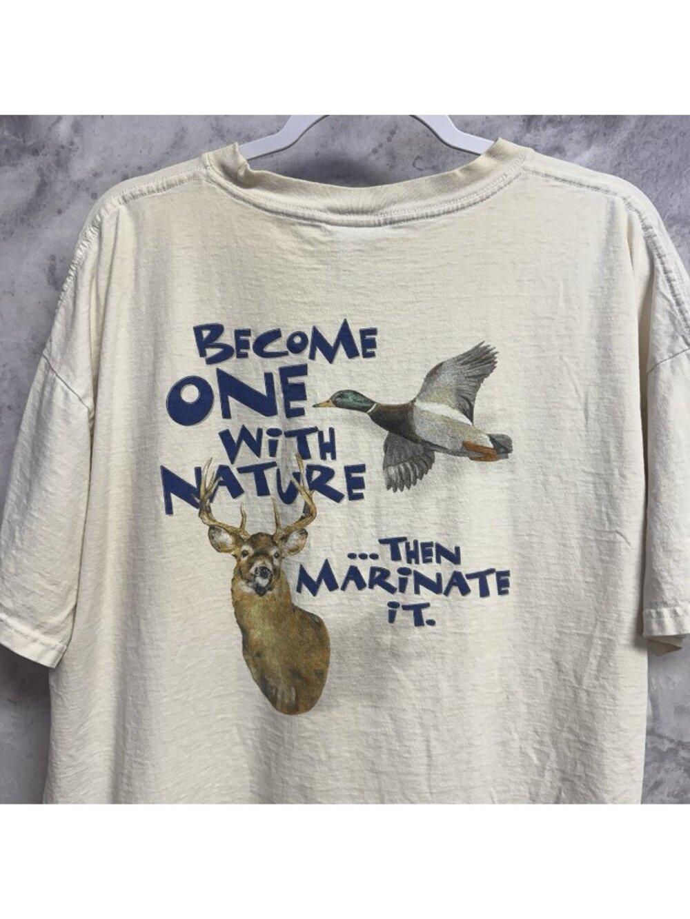 Vintage Columbia Sportswear Hunting T Shirt Mens 2XL White Deer Duck